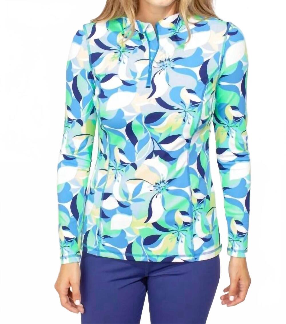 NEW ESCAPE BY HABITAT perfect upf zip top in marina
